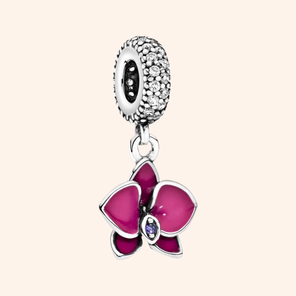 Charm Orquídea Morada Colgante Plata S925 - Charmsymore