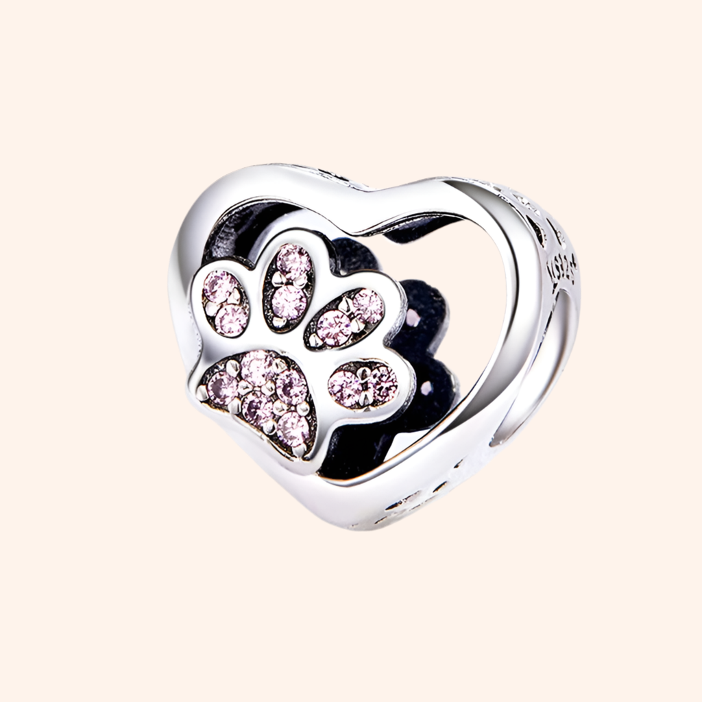 Charm Huellita en el Corazón Plata S925 - Charmsymore