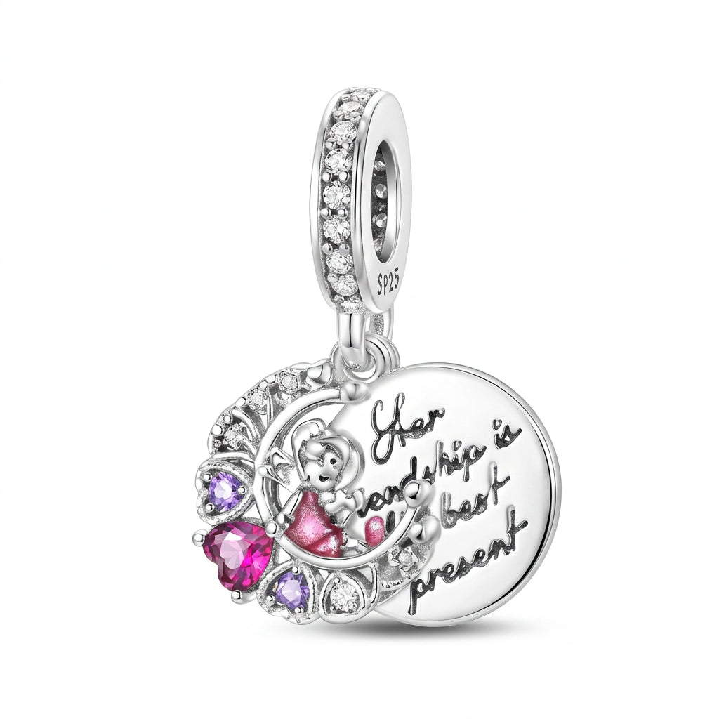 Charm Luna y Corazones Plata S925