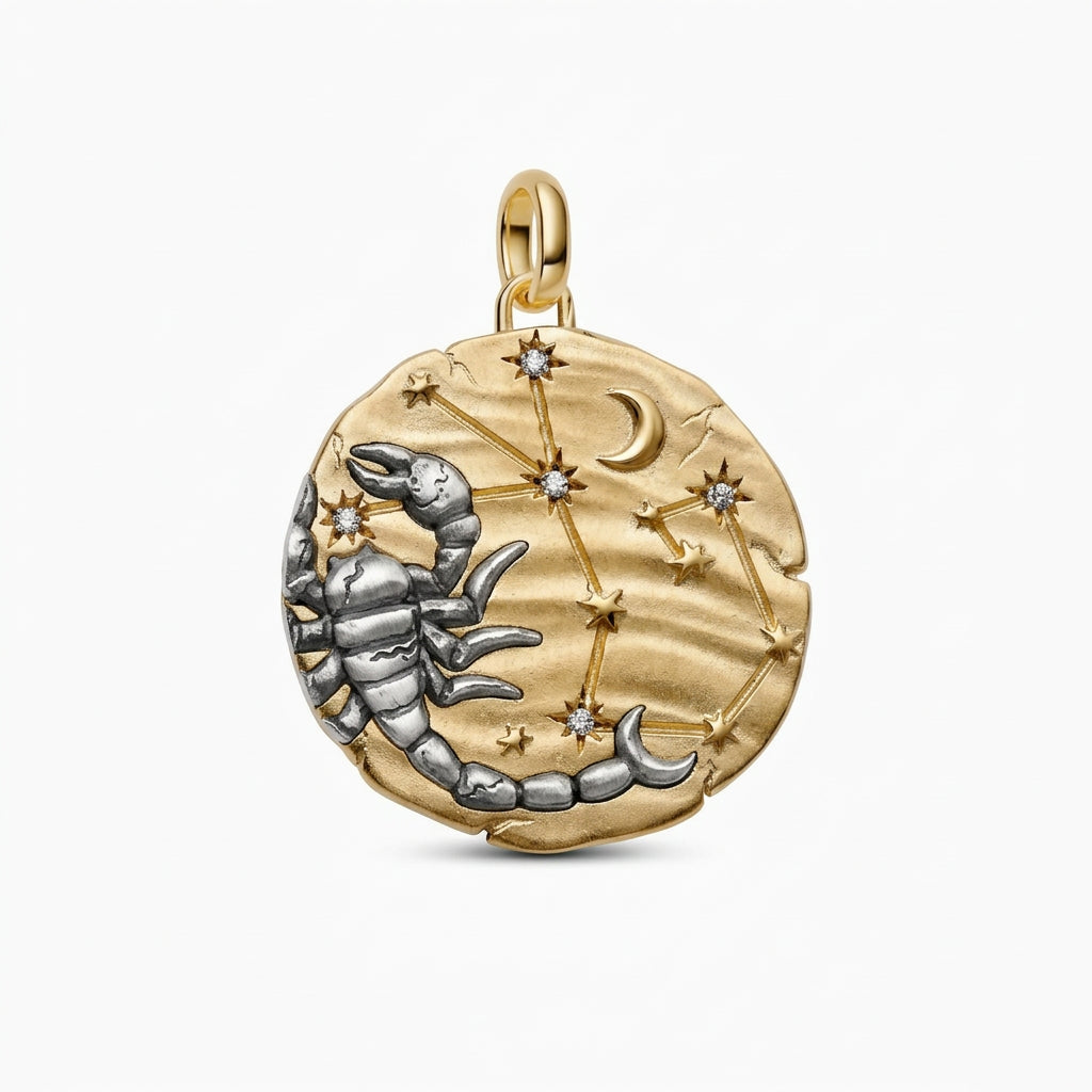 Charm Medallón Escorpio Zodiaco Dorado y Plata S925