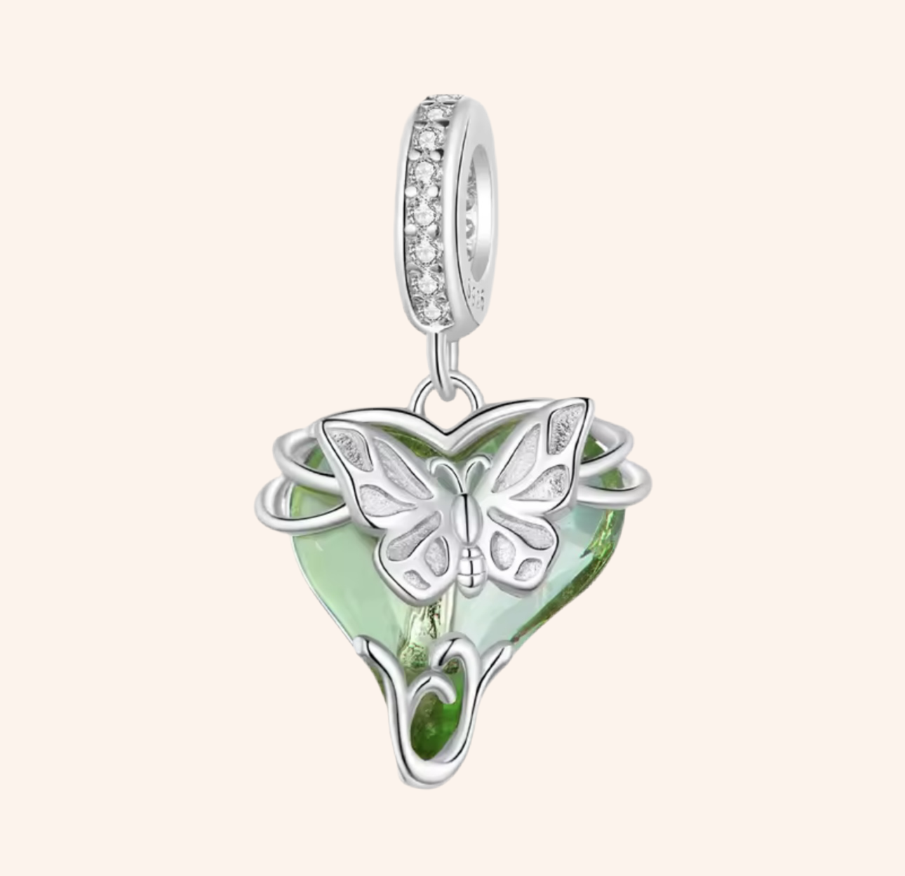 Charm Corazón Mariposa Plata 925 - Charmsymore