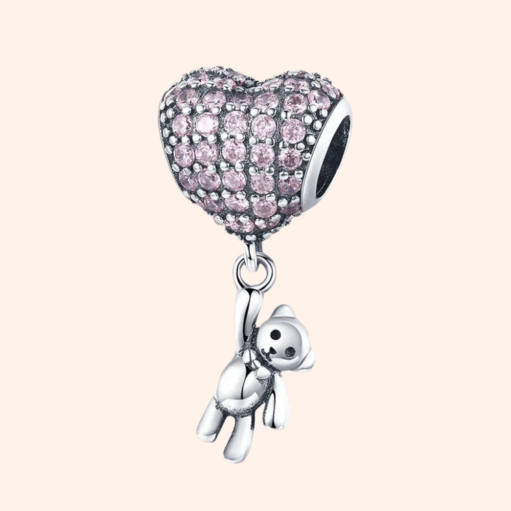 Charm Corazón Osito Plata S925 - Charmsymore