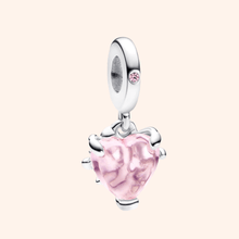 Charm Corazón Rosa Colgante Plata S925