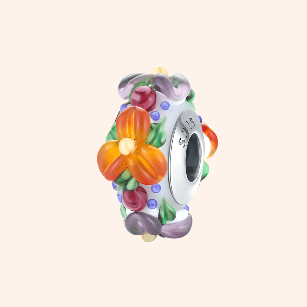 Charm Cristal Flores Plata 925 - Charmsymore