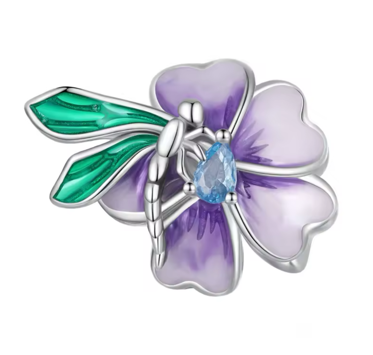 Charm Flor Libélula Plata S925 - Charmsymore