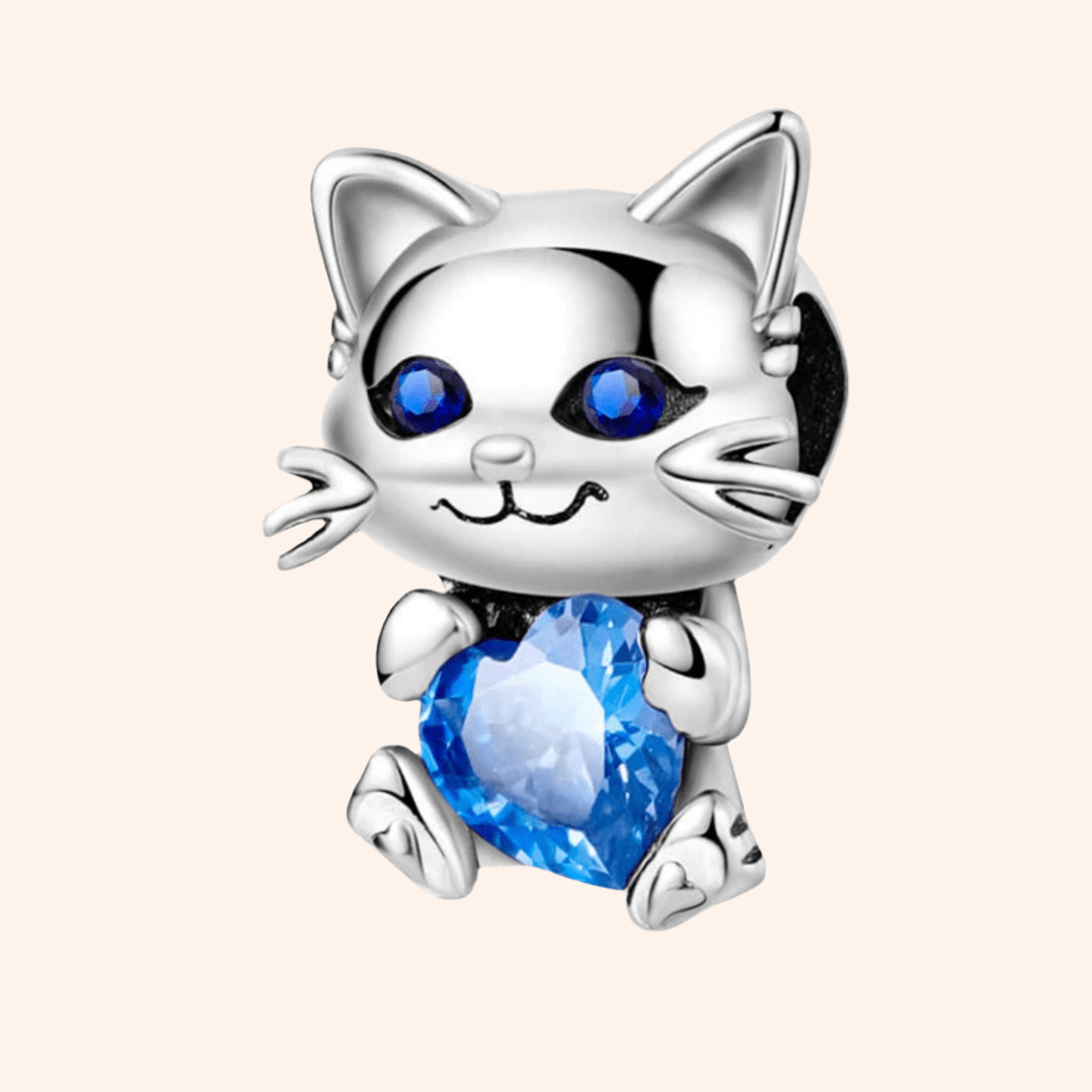 Charm Gato Piedra Azul S925 - Charmsymore