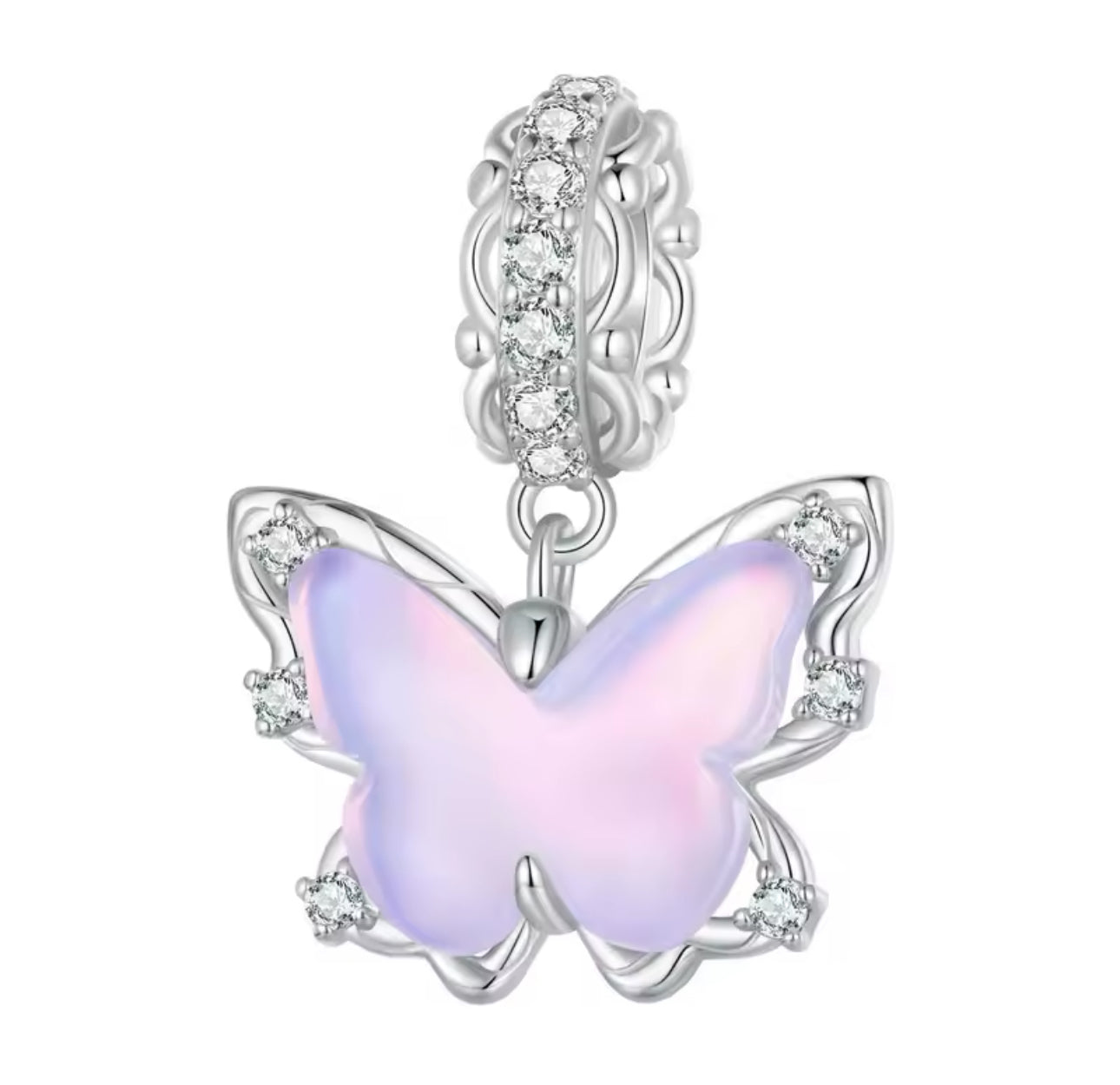 Charm Mariposa Morada Plata S925 - Charmsymore