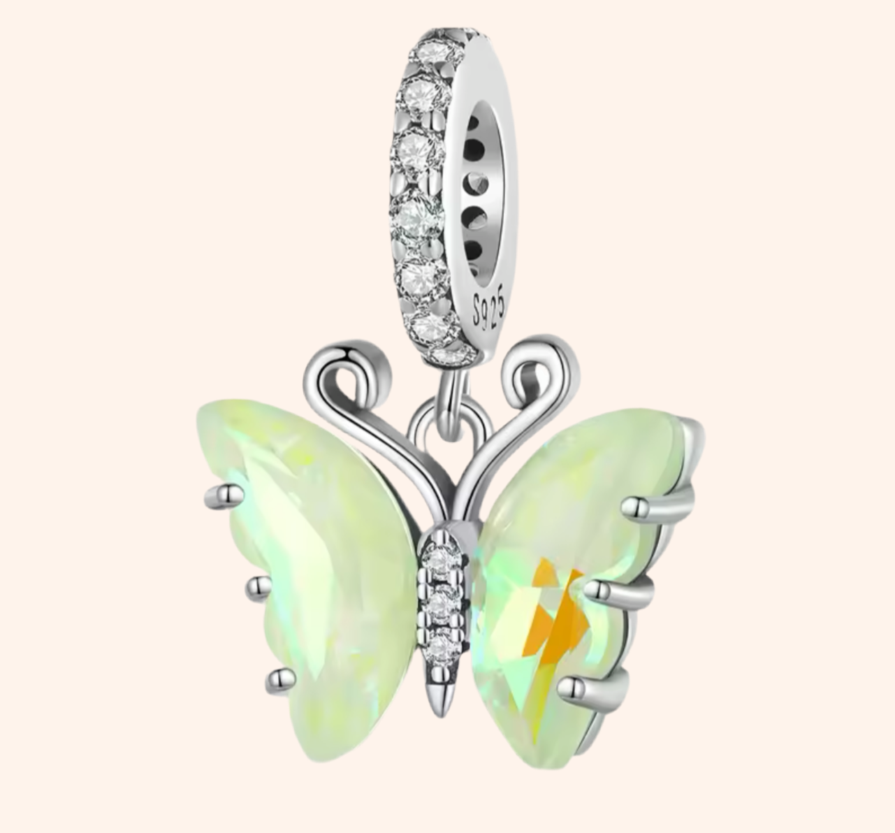 Charm Mariposa Verde Plata 925 - Charmsymore