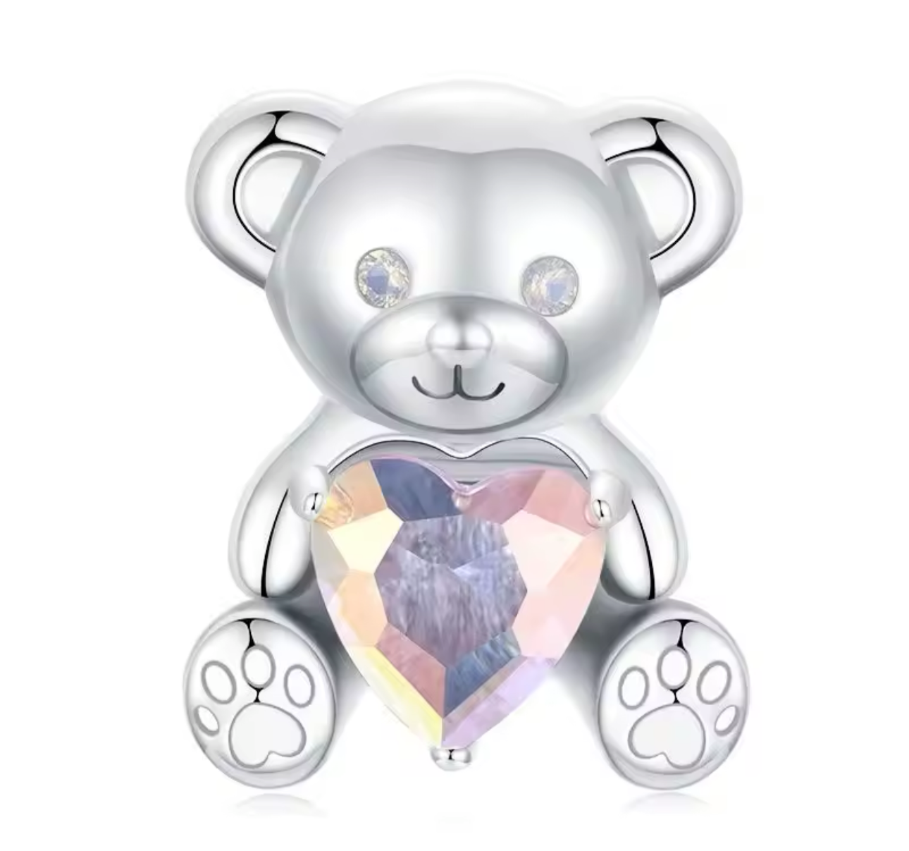 Charm Osito Corazón Plata 925 - Charmsymore