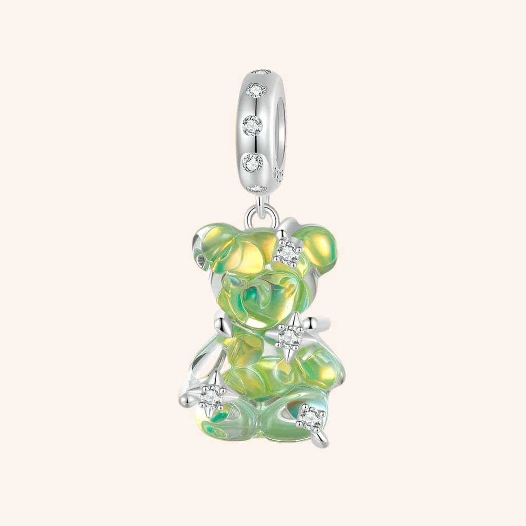Charm Osito Verde Plata 925 - Charmsymore