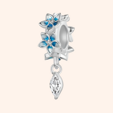 Charm Flores Azules Colgante Plata S925