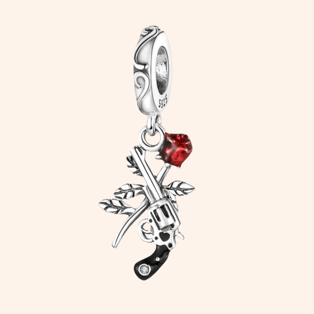 Charm Revólver y Rosa S925 - Charmsymore
