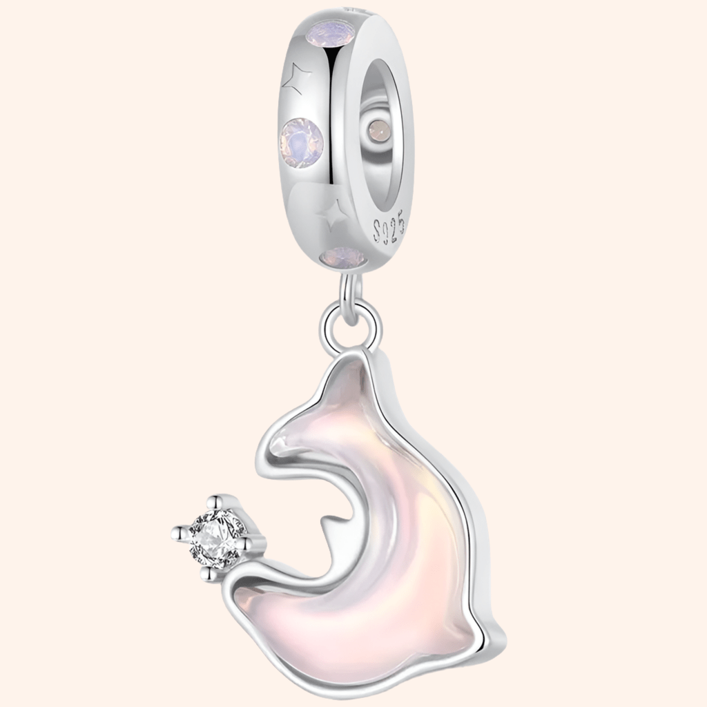 Charm Delfín Rosa Plata S925 - Charmsymore