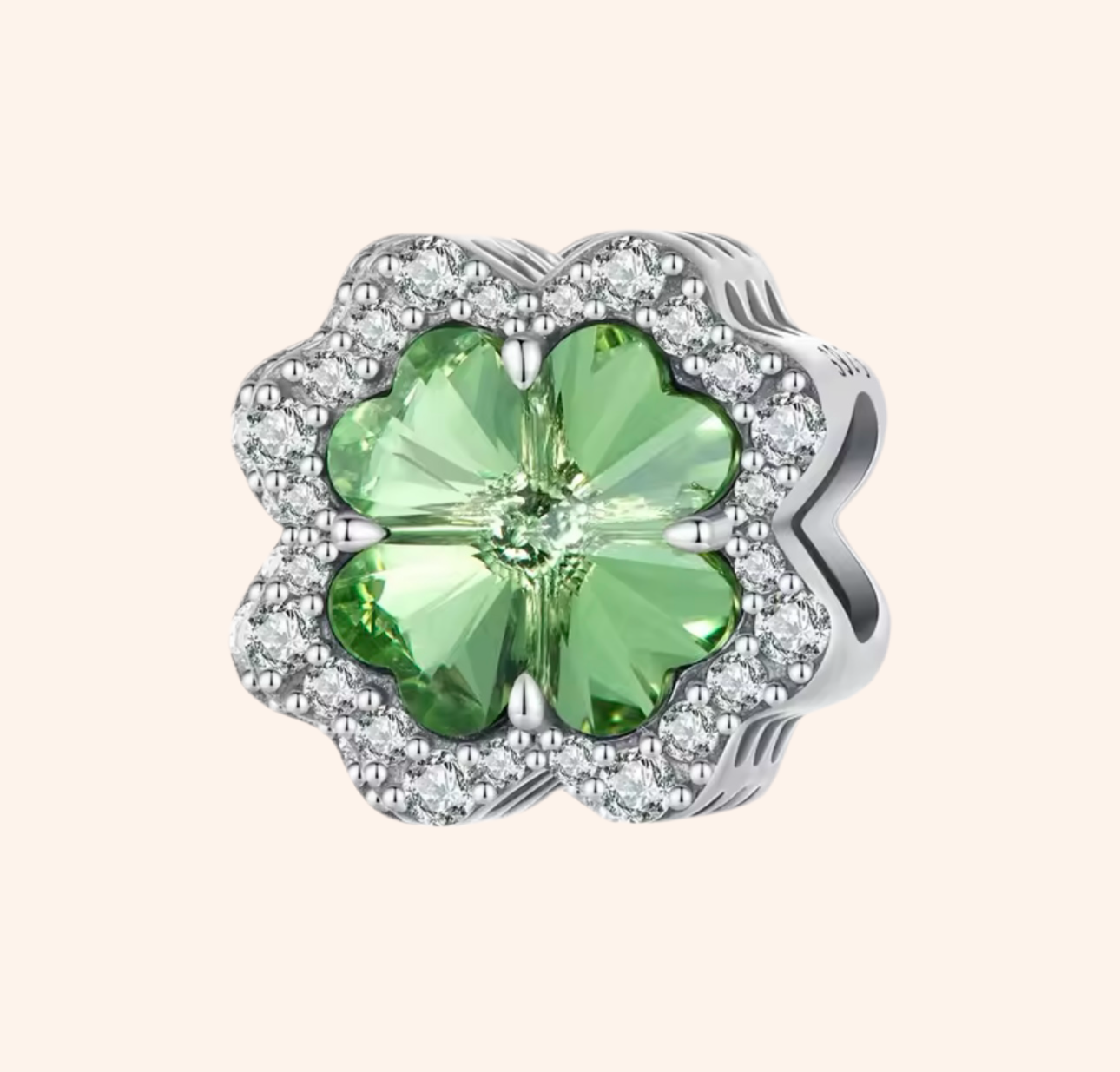 Charm Trébol Cristal Plata 925 - Charmsymore