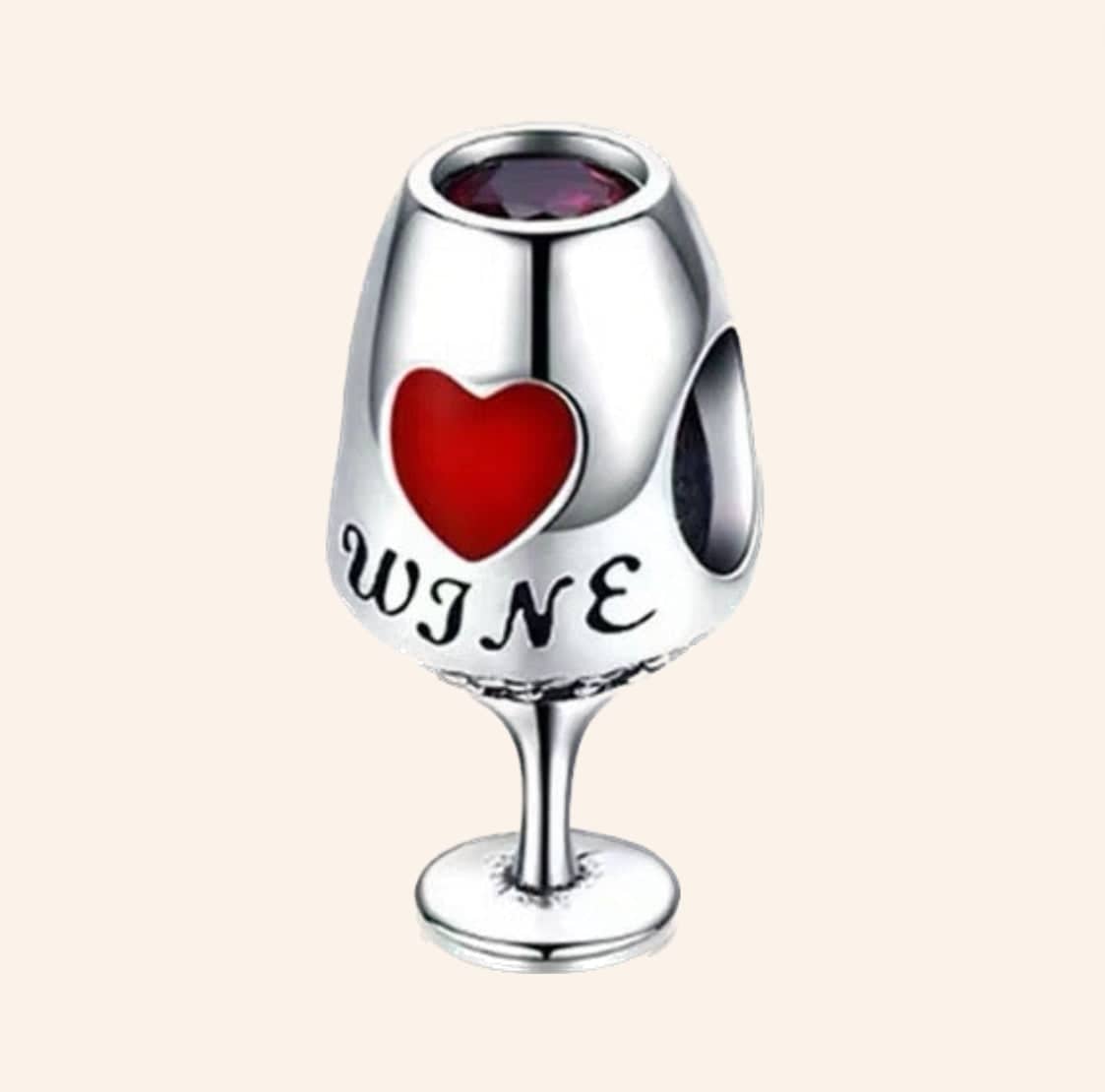 Copa de vino Charm plata S925 - Charmsymore