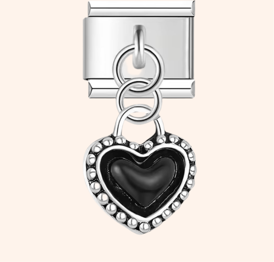 Italian Charm Corazón Negro 𝗘𝗡𝗧𝗥𝗘𝗚𝗔 𝗜𝗡𝗠𝗘𝗗𝗜𝗔𝗧𝗔 - Charmsymore