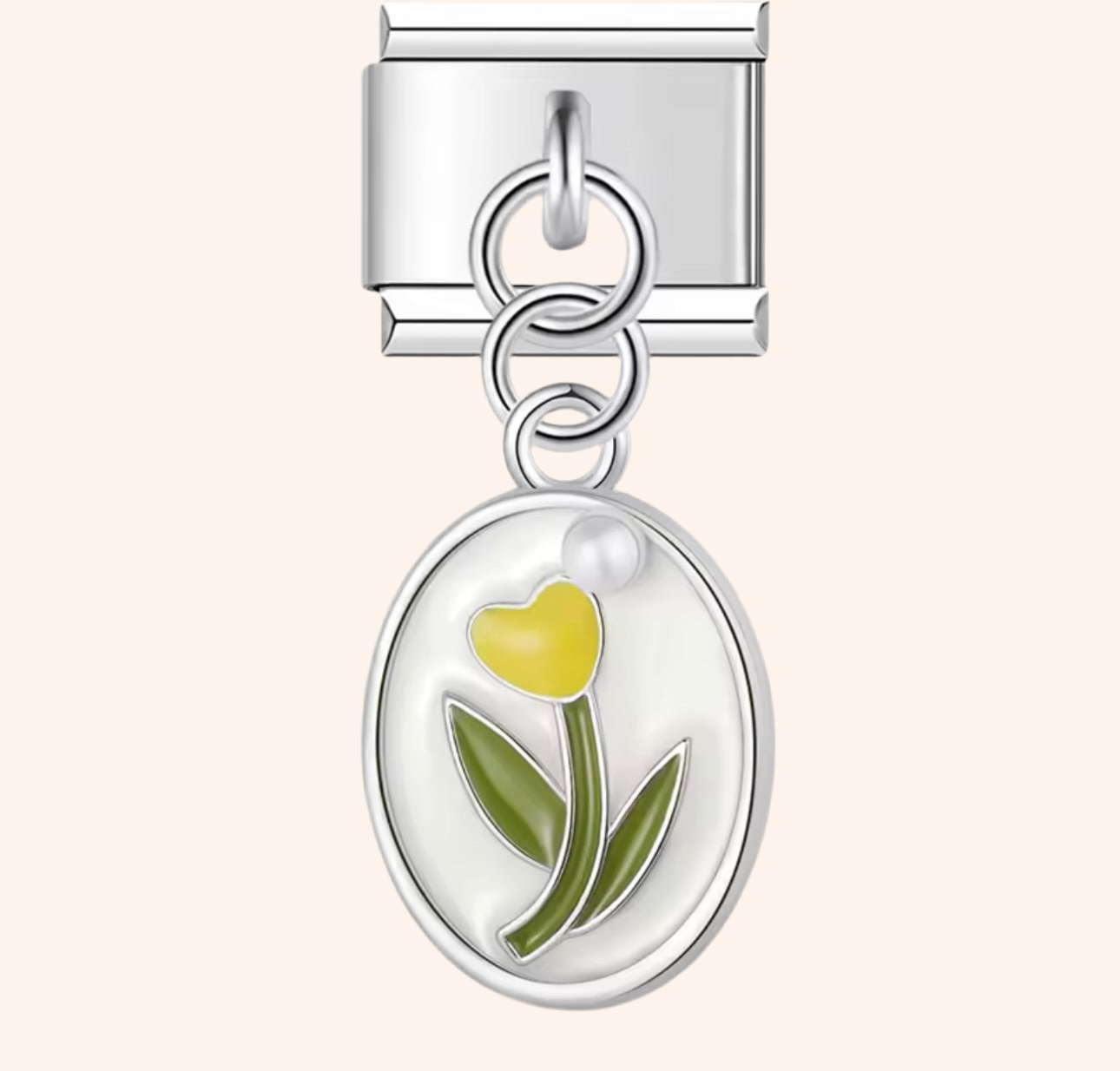 Italian Charm Tulipán Amarillo 𝗘𝗡𝗧𝗥𝗘𝗚𝗔 𝗜𝗡𝗠𝗘𝗗𝗜𝗔𝗧𝗔 - Charmsymore
