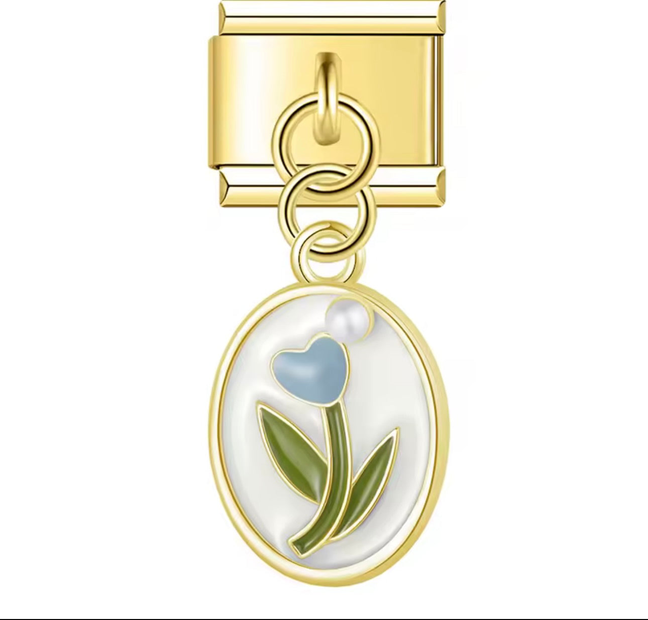 Italian Charm Tulipán Azul Dorado 𝗘𝗡𝗧𝗥𝗘𝗚𝗔 𝗜𝗡𝗠𝗘𝗗𝗜𝗔𝗧𝗔 - Charmsymore