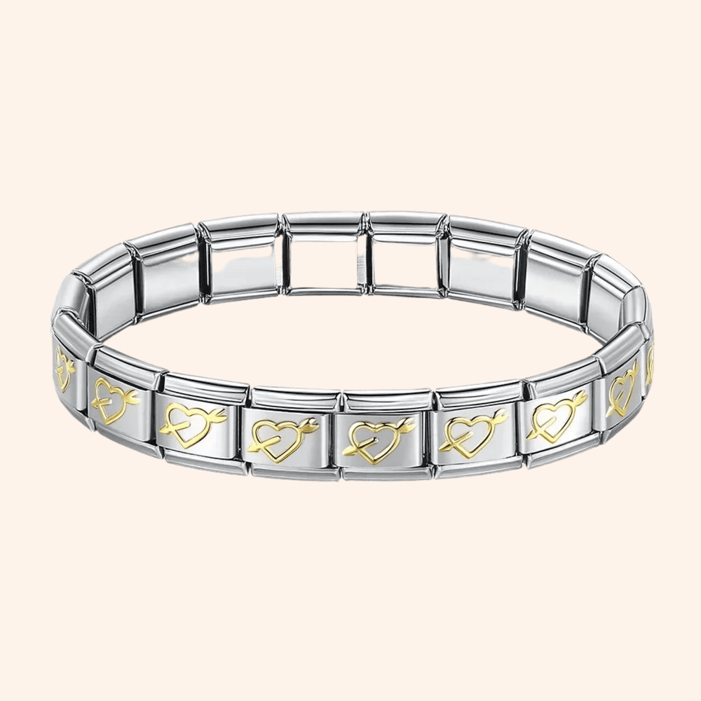 Pulsera Italiana Corazón Flechado Acero Inoxidable - Charmsymore