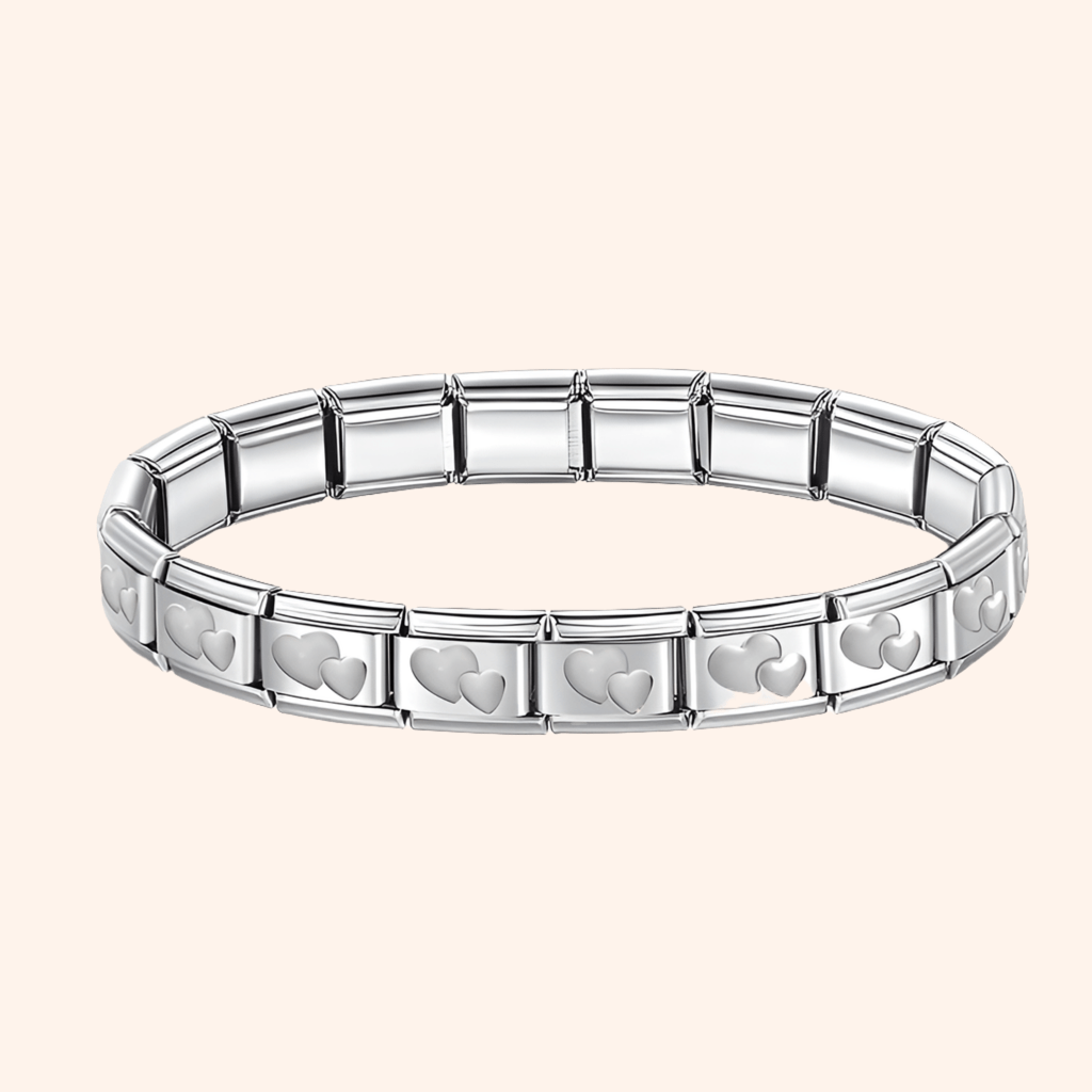 Pulsera Italiana Corazones Acero Inoxidable - Charmsymore