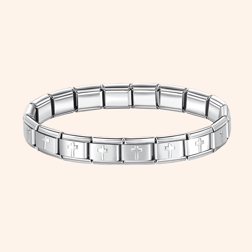 Pulsera Italiana Cruz Acero Inoxidable - Charmsymore