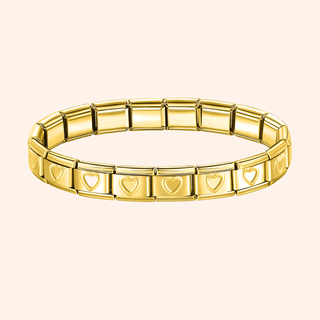 Pulsera Italiana Dorada Corazones Acero Inoxidable - Charmsymore