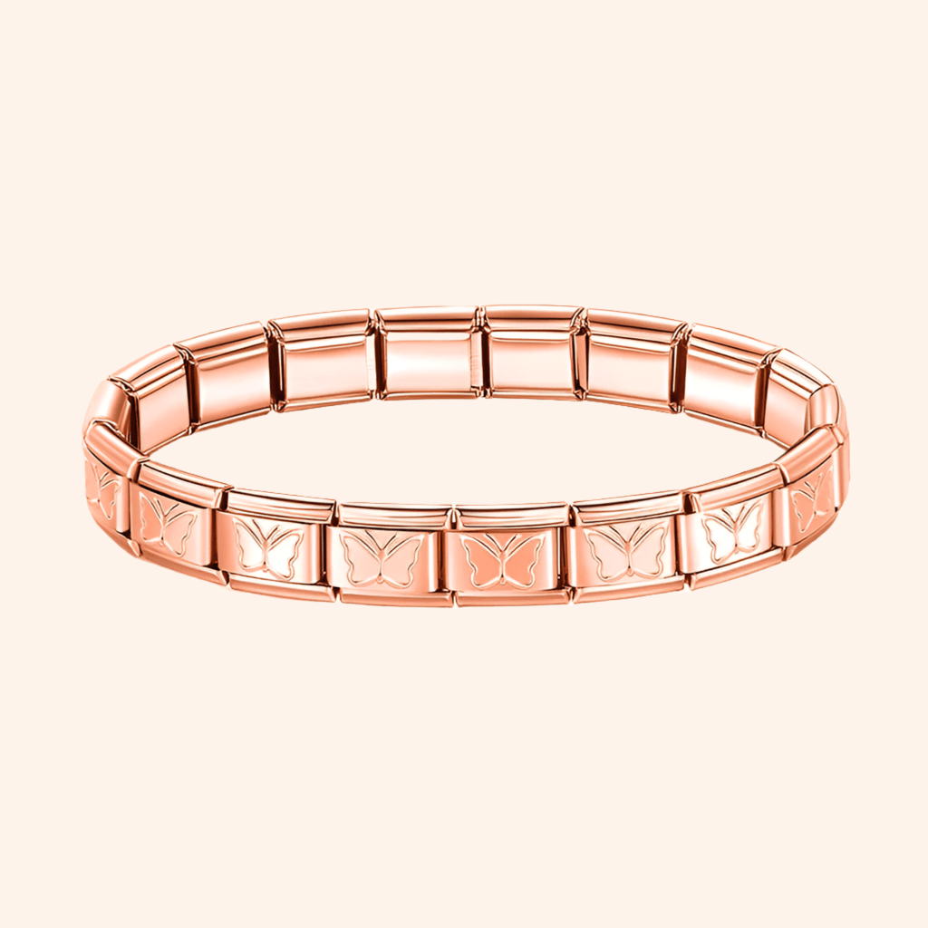 Pulsera Italiana Mariposa Rose Gold Acero Inoxidable - Charmsymore