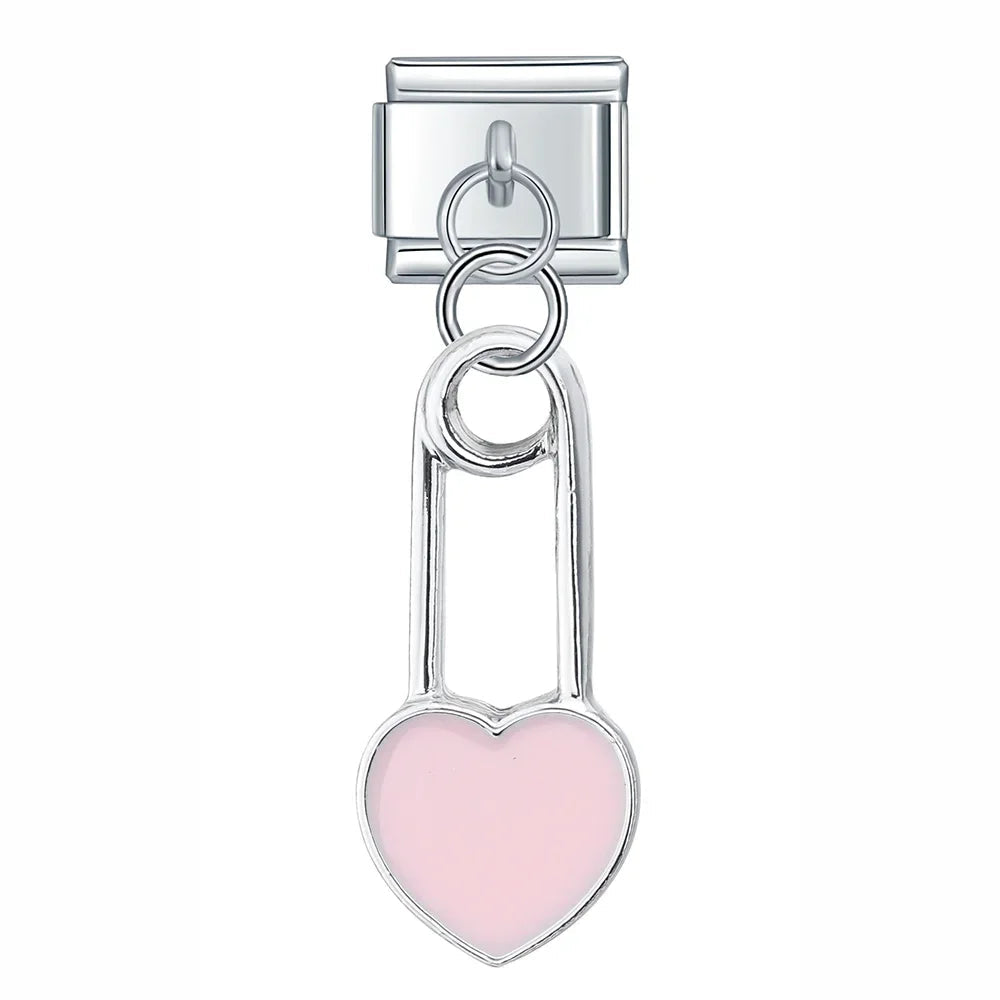 Italian Charm Seguro Corazón Rosa 𝗘𝗡𝗧𝗥𝗘𝗚𝗔 𝗜𝗡𝗠𝗘𝗗𝗜𝗔𝗧𝗔