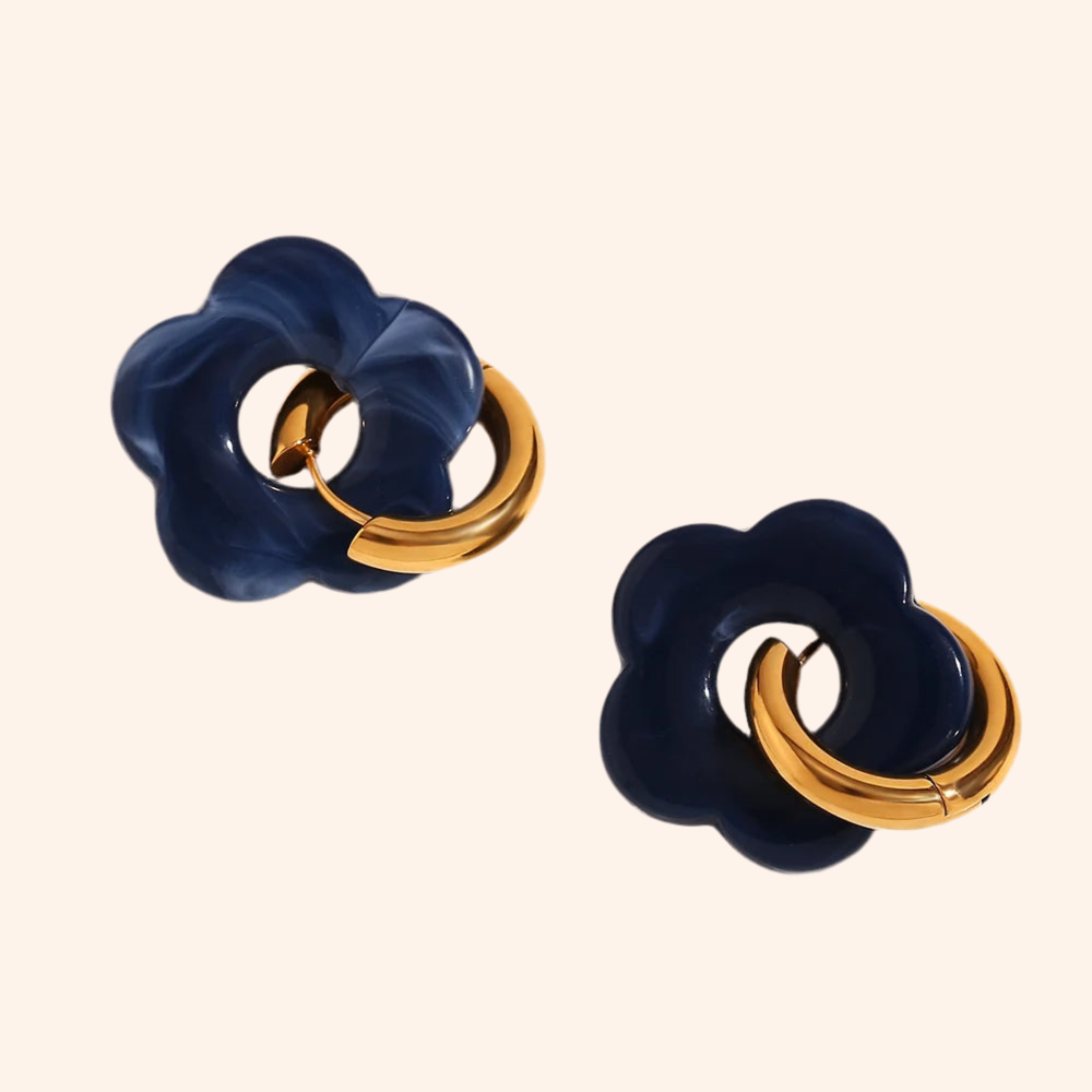 Aretes Flores Dark Blue