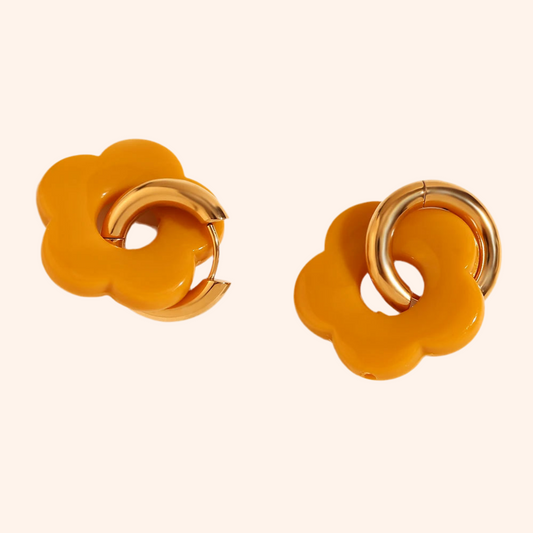 Aretes Flores Naranja