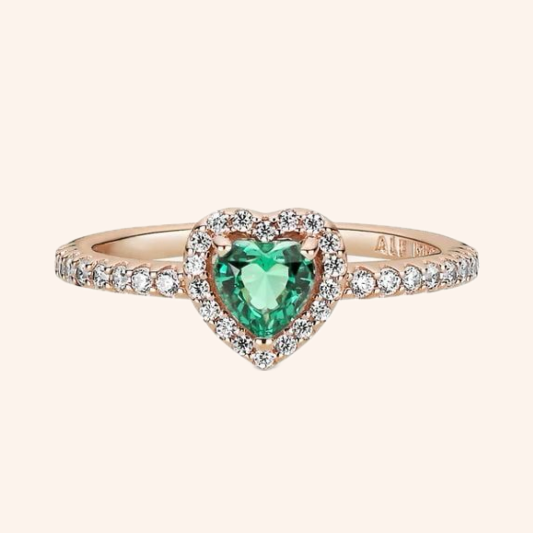 Anillo Corazón Verde Plata S925 Entrega Inmediata - Charmsymore