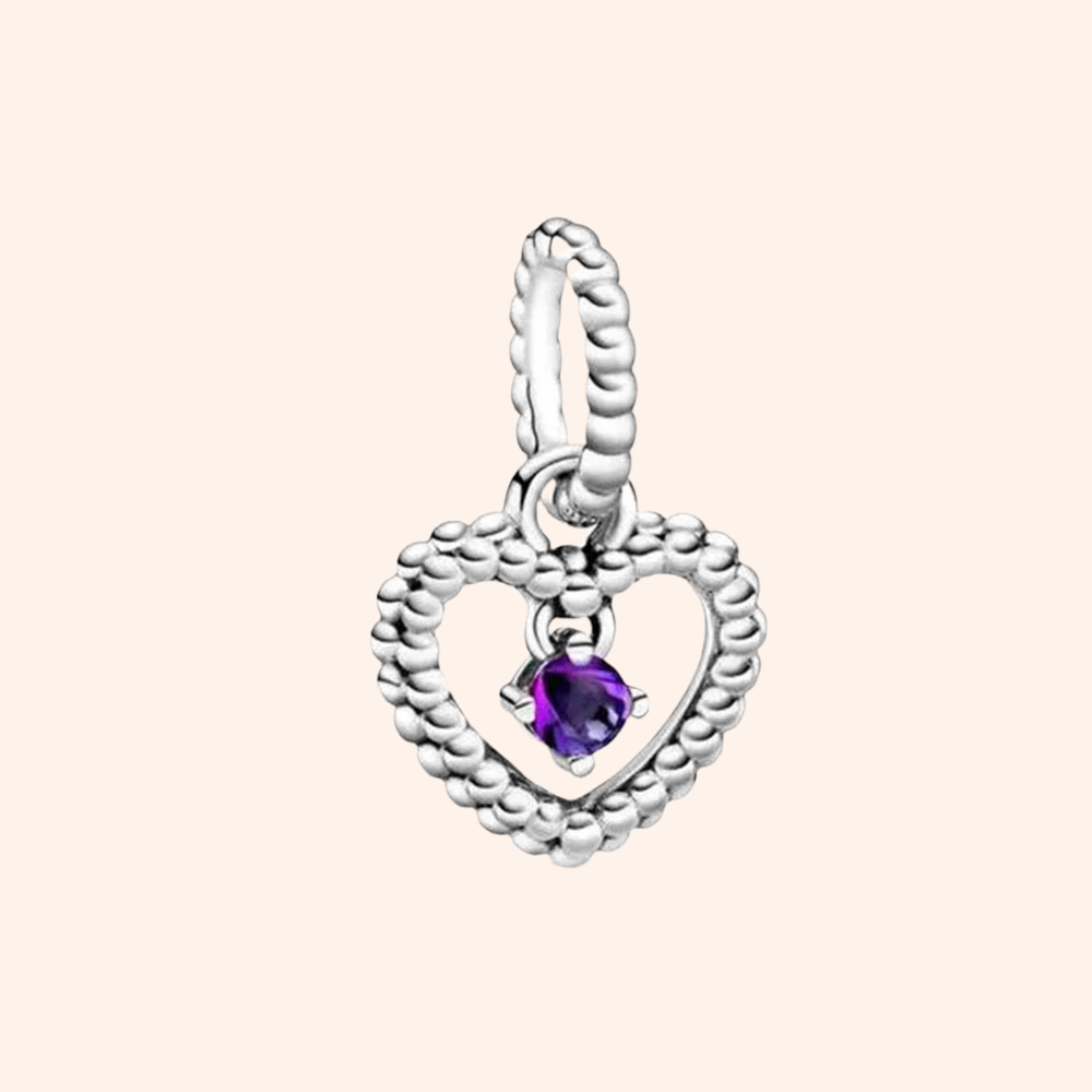 Charm Corazon Colgante Morado Plata S925 - Charmsymore