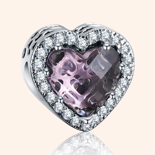 Charm Corazon Morado Plata S925 - Charmsymore