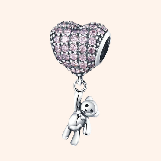 Charm Corazón Osito Plata S925 - Charmsymore