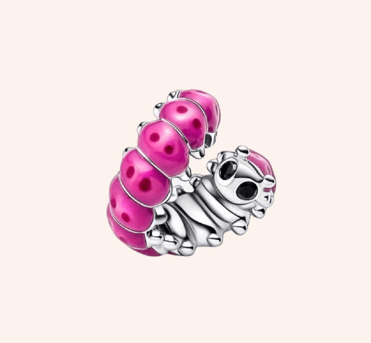 Charm Gusano Rosa Plata S925