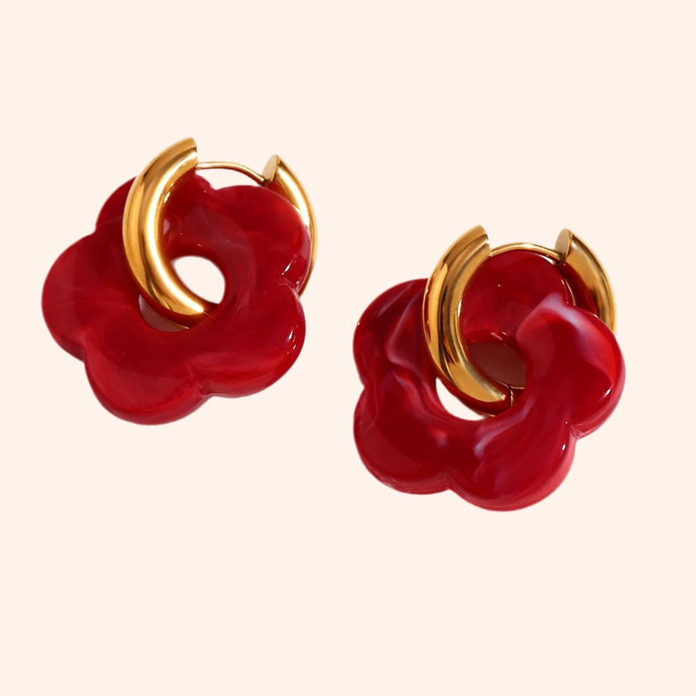 Aretes Flores Cherry