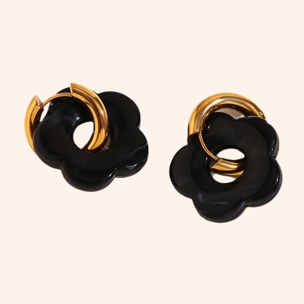 Aretes Flores Black