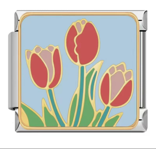 Italian Charm Tulipanes Rosas 𝗘𝗡𝗧𝗥𝗘𝗚𝗔 𝗜𝗡𝗠𝗘𝗗𝗜𝗔𝗧𝗔 - Charmsymore