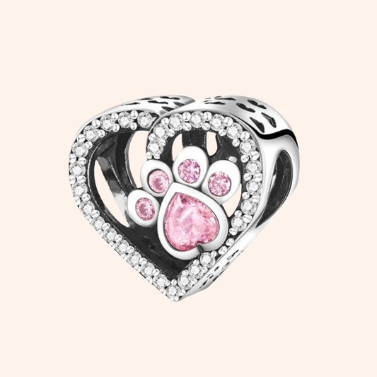 Charm Corazón Huella Rosa S925 - Charmsymore