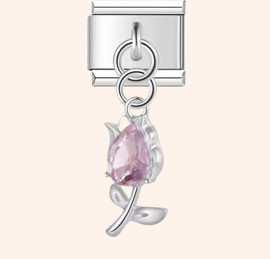 Italian Charm Flor Pink 𝗘𝗡𝗧𝗥𝗘𝗚𝗔 𝗜𝗡𝗠𝗘𝗗𝗜𝗔𝗧𝗔 - Charmsymore