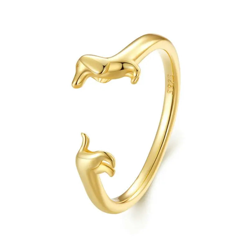 Anillo Perrito Salchicha Plata S925