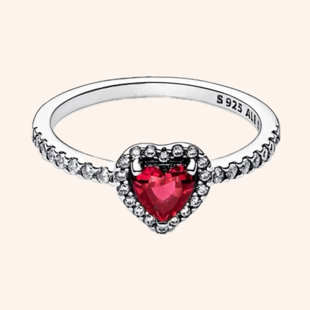 Anillo Corazón Rojo Plata S925 - Charmsymore