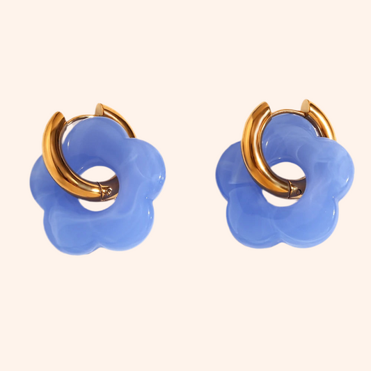 Aretes Flores Blue