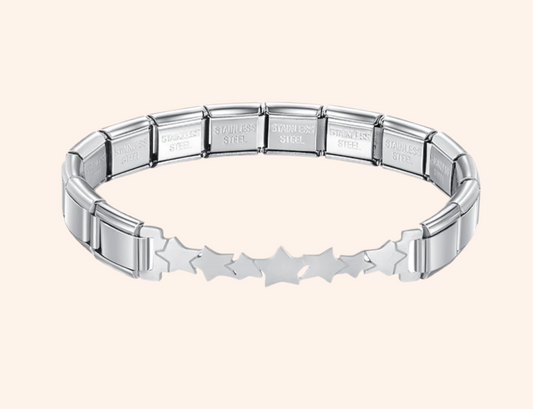 Pulsera Italiana Estrellas Acero Inoxidable