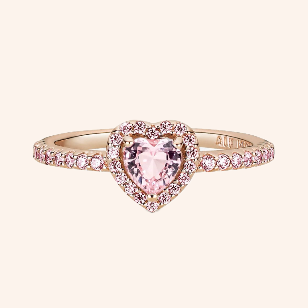 Anillo Corazón Rosa Plata S925 - Charmsymore