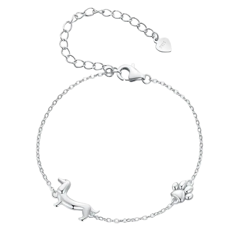 WOSTU 925 Sterling Silver Dachshund Pendant Necklace 18K Gold Pet Paw Chain Link Dog Charm bracelets Earrings Ring For Pet Lover - Charmsymore