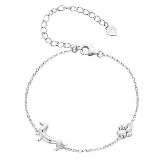 WOSTU 925 Sterling Silver Dachshund Pendant Necklace 18K Gold Pet Paw Chain Link Dog Charm bracelets Earrings Ring For Pet Lover - Charmsymore