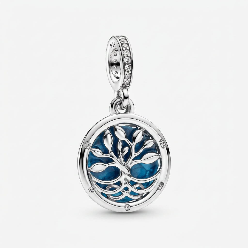 Charm Árbol de la Vida Azul Plata S925