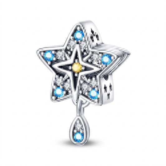 Charm Estrella con Cristales Azules Plata S925