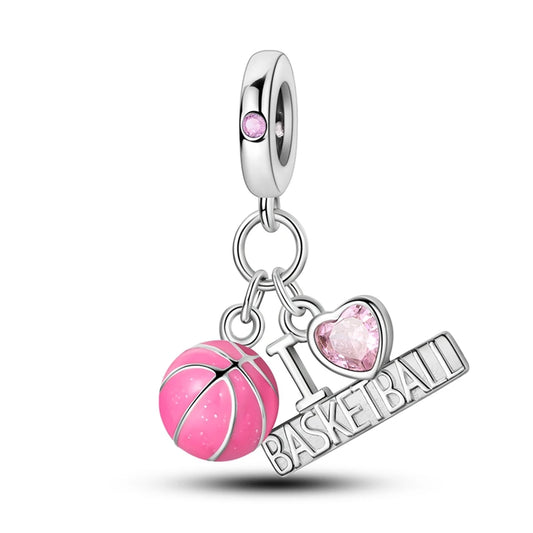 Charm Balón de Basquetbol Rosa Plata S925